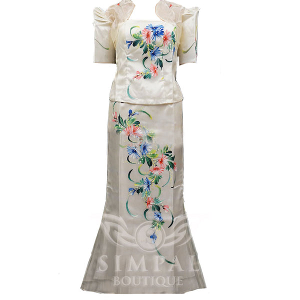 Imelda Hand Painted Dress with detachable bolero - Simpal Boutique