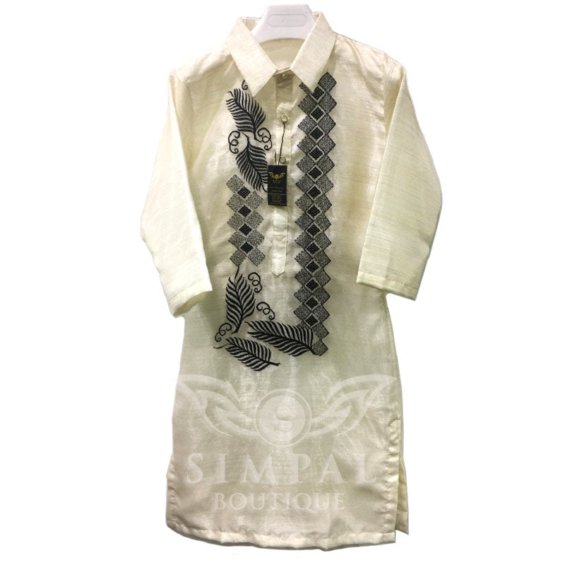 Modern Filipiniana Embroidered Ladies Barong Dress Cream - Simpal Boutique