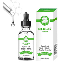 Dr Davey Hyaluronic Acid Serum  Hydration  Moisture Filled Hyaluronic Acid Facial Serum with Vitamin C  Vitamin E 30ml1oz Value Pack of 2 