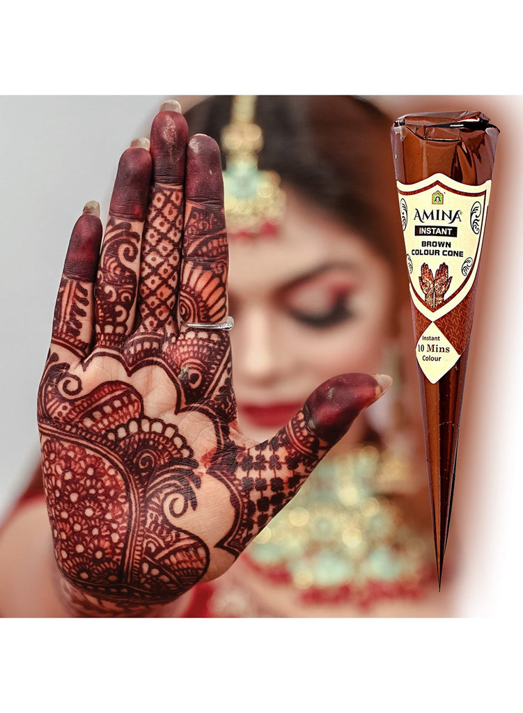 Organic Henna Cones Amina Instant Mehendi Cone Brown 25 gm Value Pack