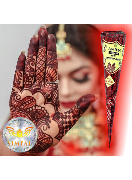 Organic Henna Cones Amina Instant Mehendi Cone Red 25 gm