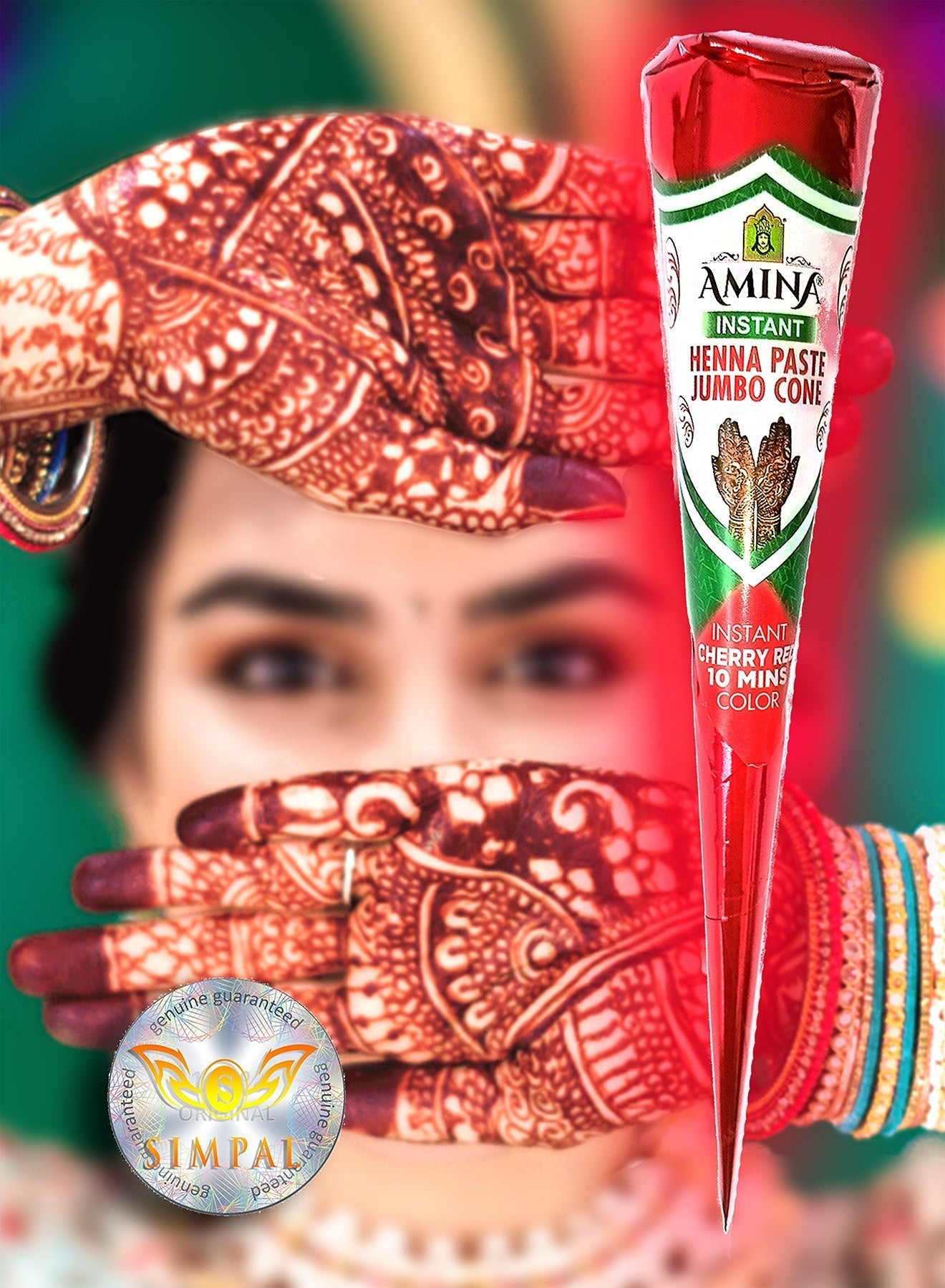 Organic Henna Cones Amina Instant Mehendi Jumbo Cone Red 45 gm Value Pack of 3 