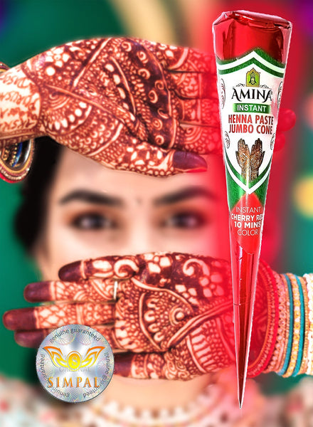 Organic Henna Cones Amina Instant Mehendi Jumbo Cone Red 45 gm