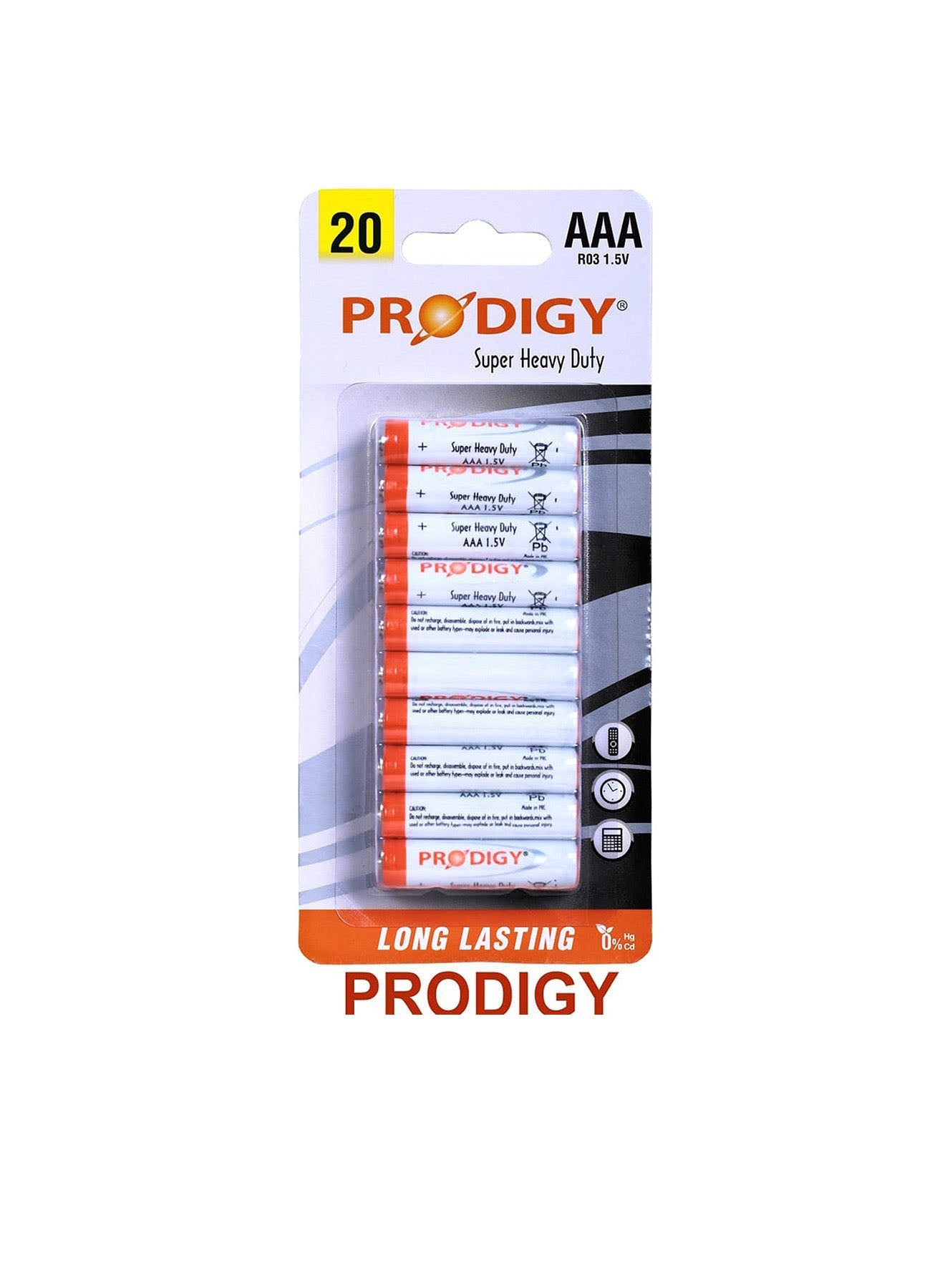 Prodigy Super Heavy Duty R03PVC 15V AAA 20 Units Value Pack of 4 