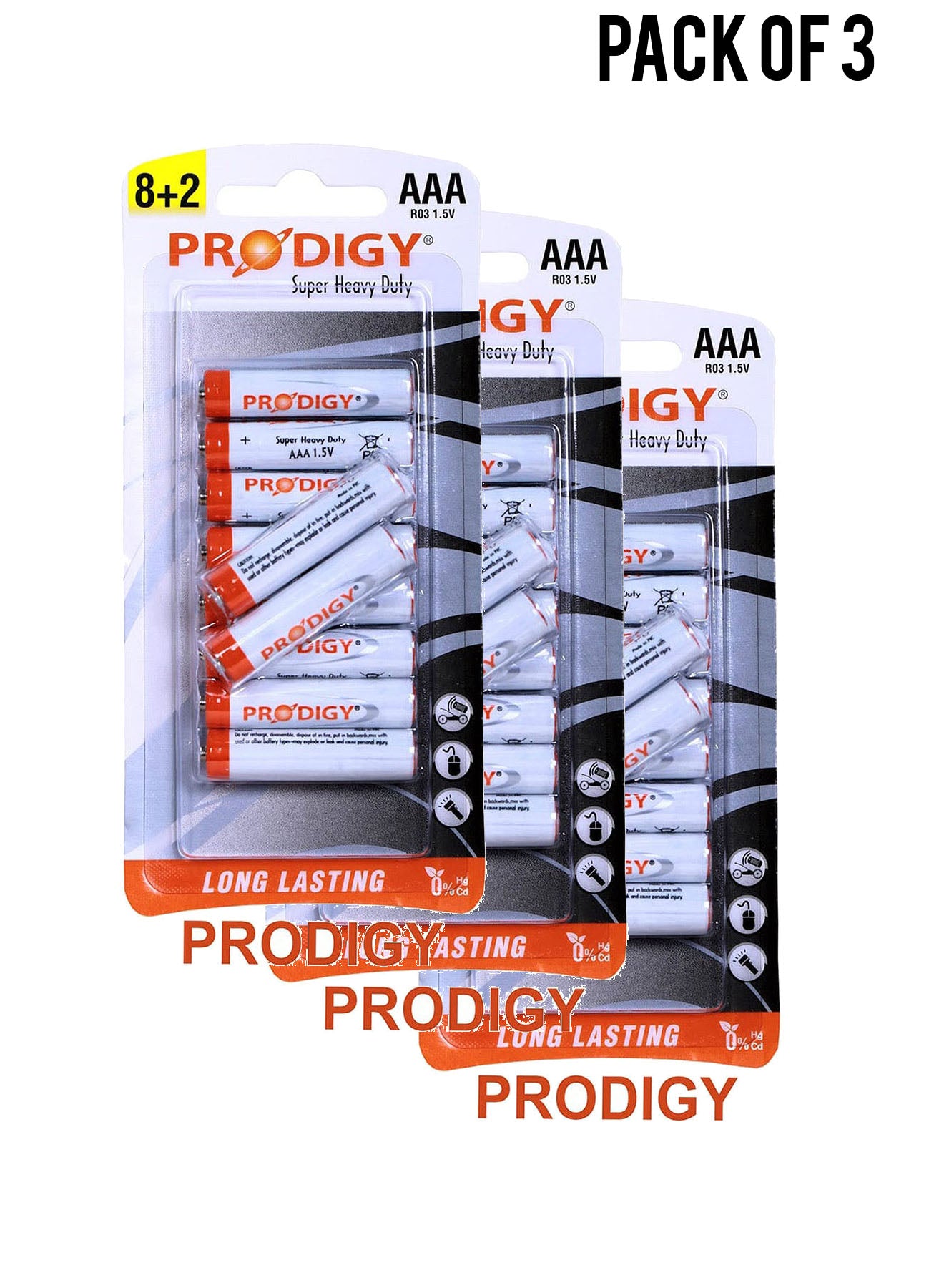 Prodigy Super Heavy Duty R03PVC 15V AAA82 Value Pack of 3 