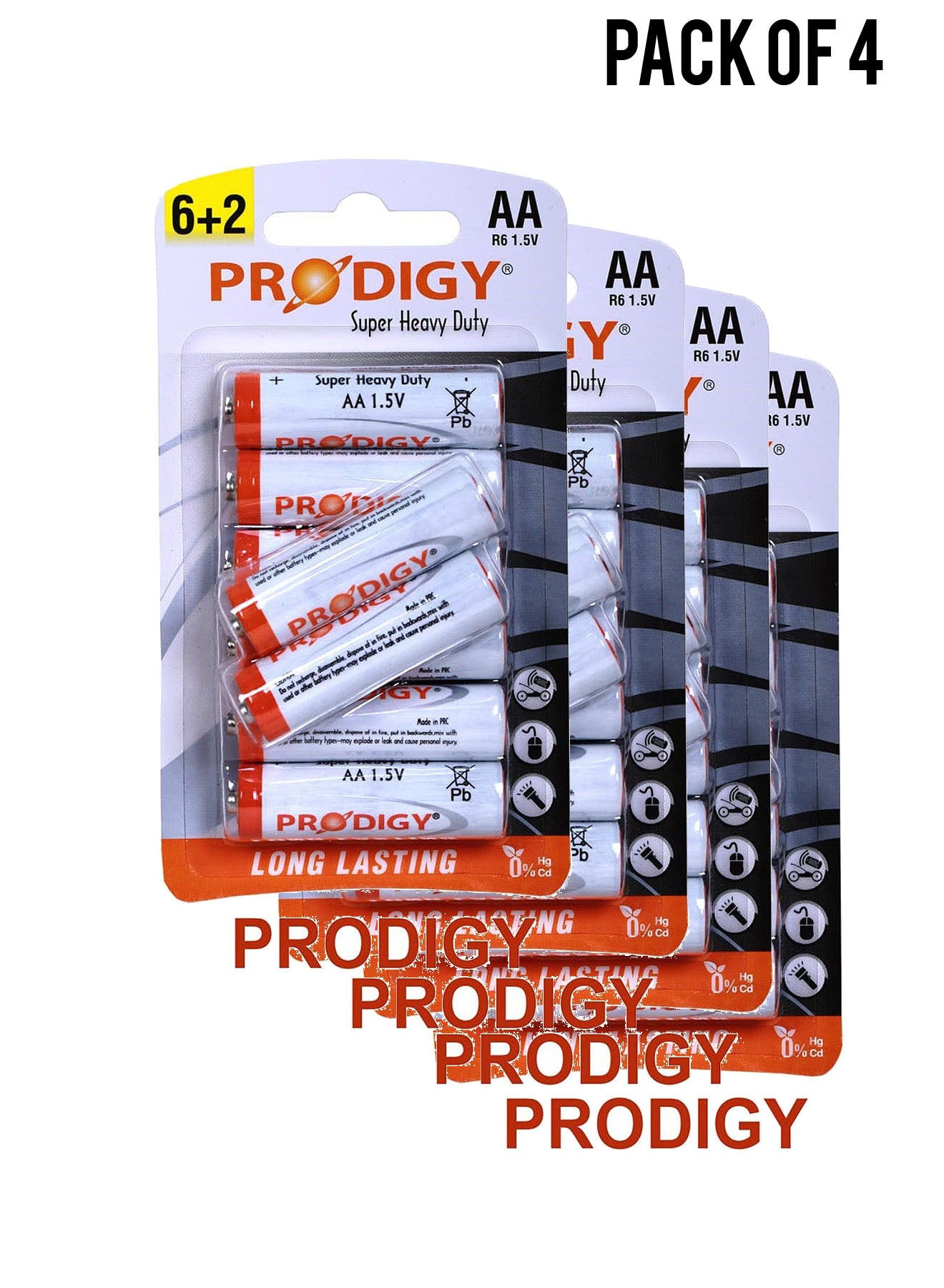 Prodigy Super Heavy Duty R6PVC 15V AA62 Value Pack of 4 