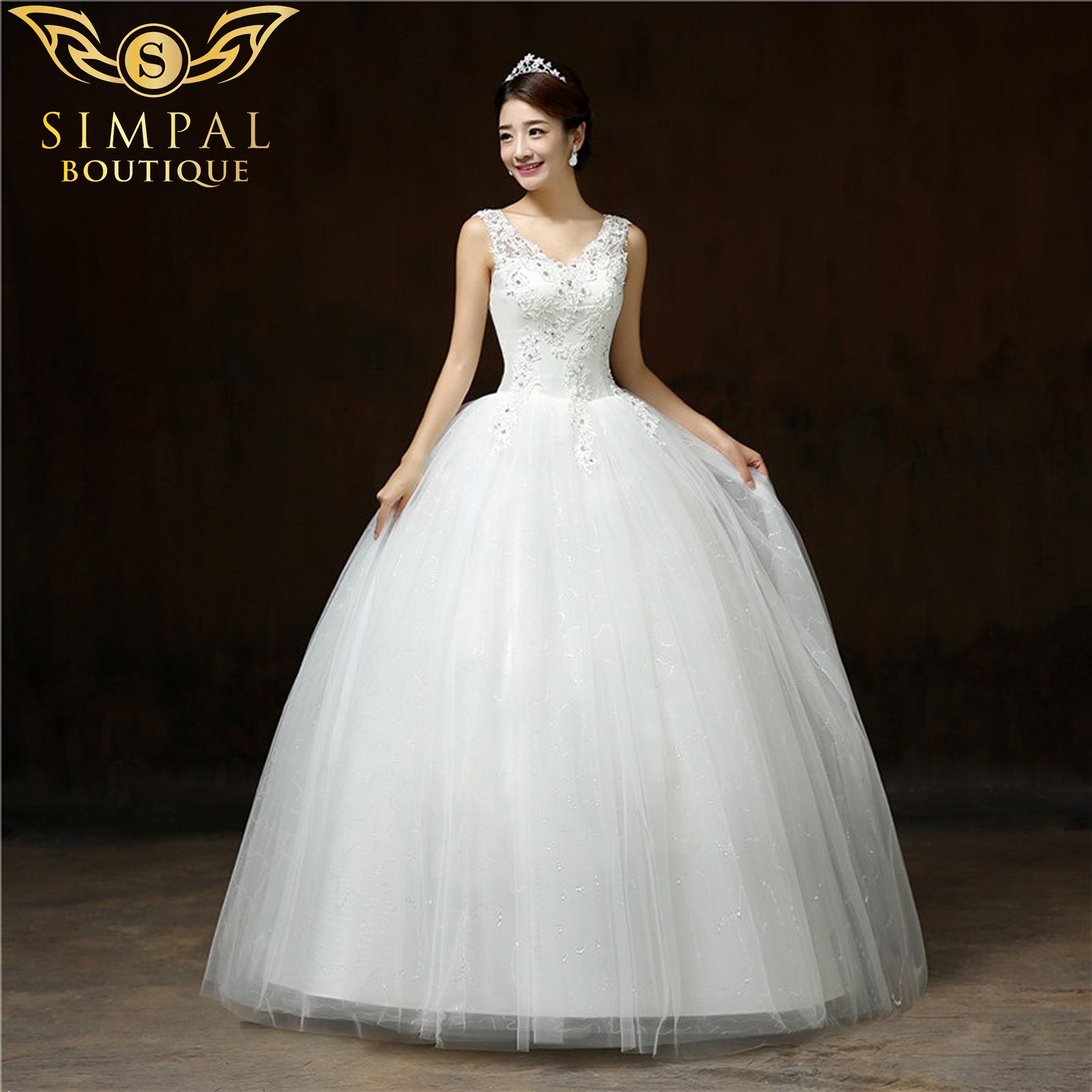 [In Store] Ball Gown Sequins Crystal of resin lace up wedding dress - Simpal Boutique
