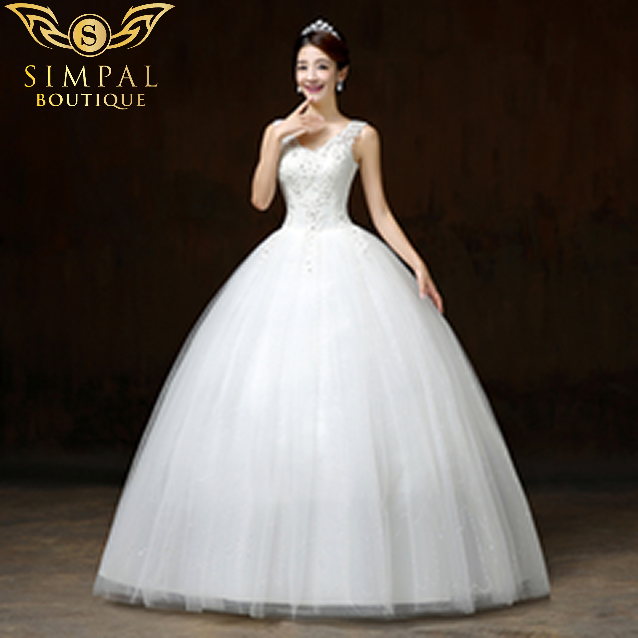[In Store] Ball Gown Sequins Crystal of resin lace up wedding dress - Simpal Boutique