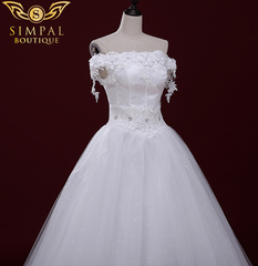 In Store Off the Shoulder Wedding Ball Gown Beading