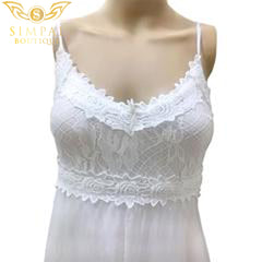 In Store Sling Vneck lace irregular white dress