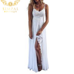 In Store Sling Vneck lace irregular white dress