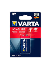 Varta Long Life Max Power 9V Alkaline Battery Value Pack of 2 
