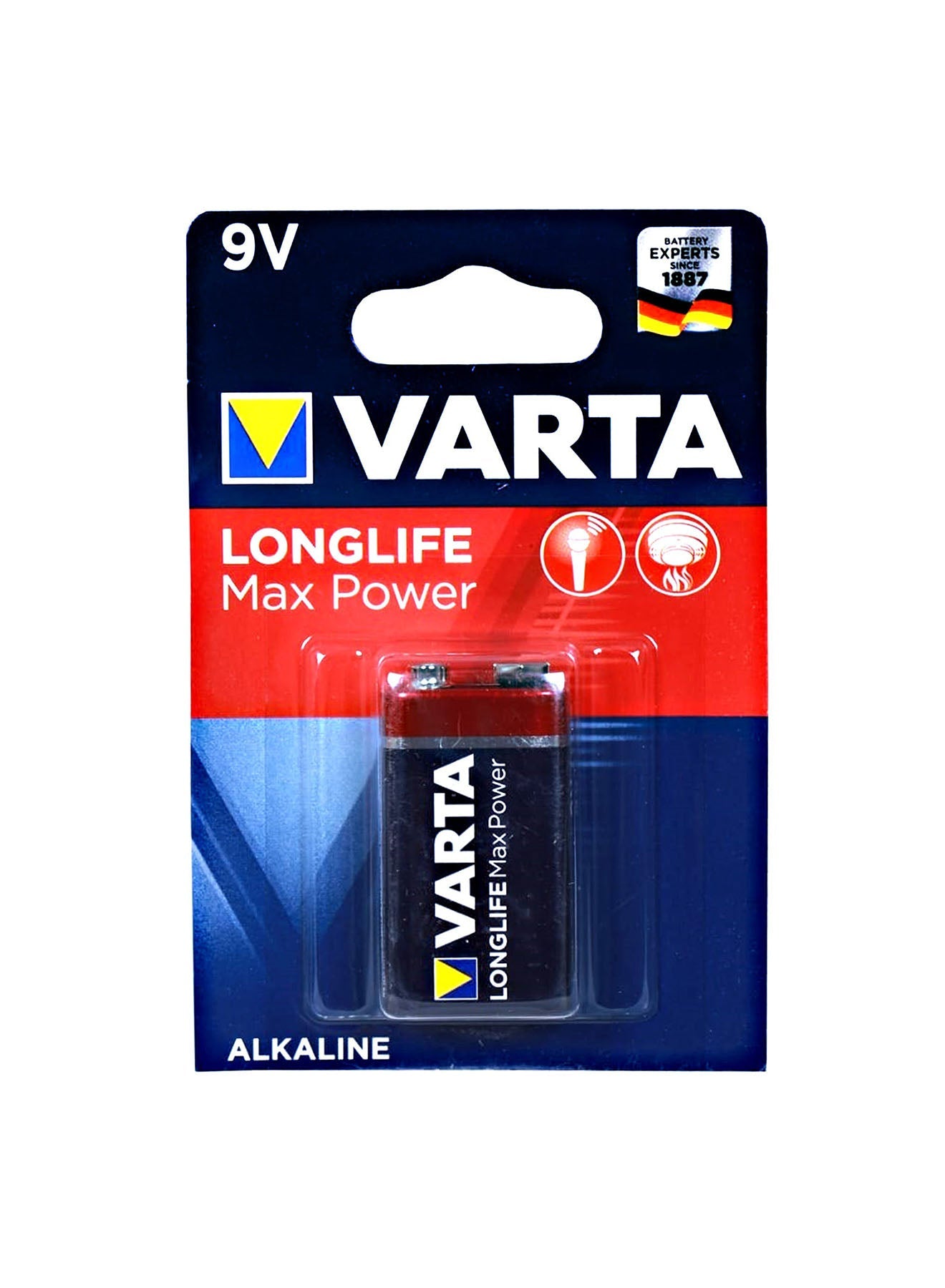 Varta Long Life Max Power 9V Alkaline Battery Value Pack of 3 