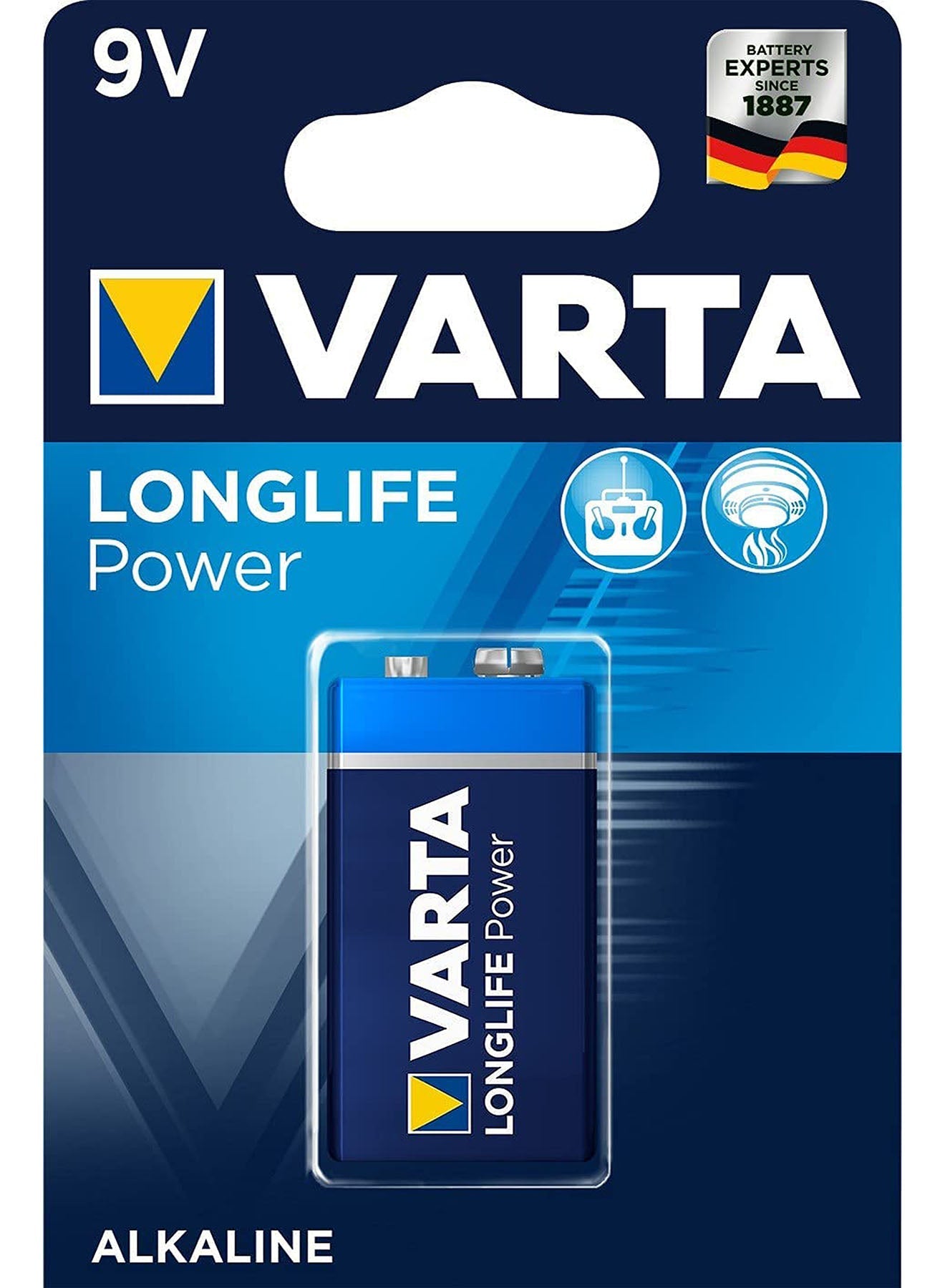 Varta Long Life Power 9V Block Alkaline Battery 1pack Value Pack of 3 