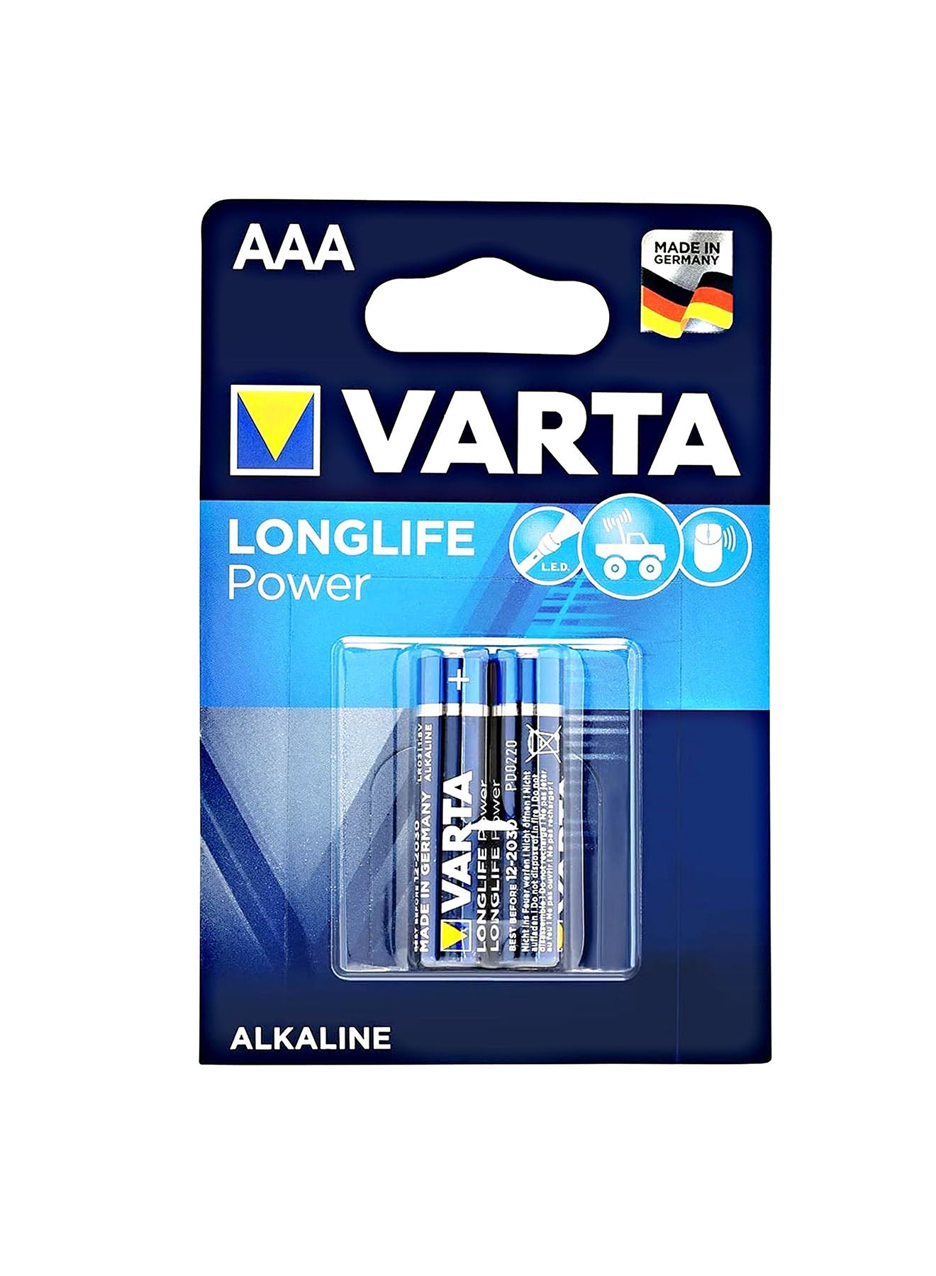 Varta Long Life Power Micro AAA LR03 Batteries 2 Units Value Pack of 4 