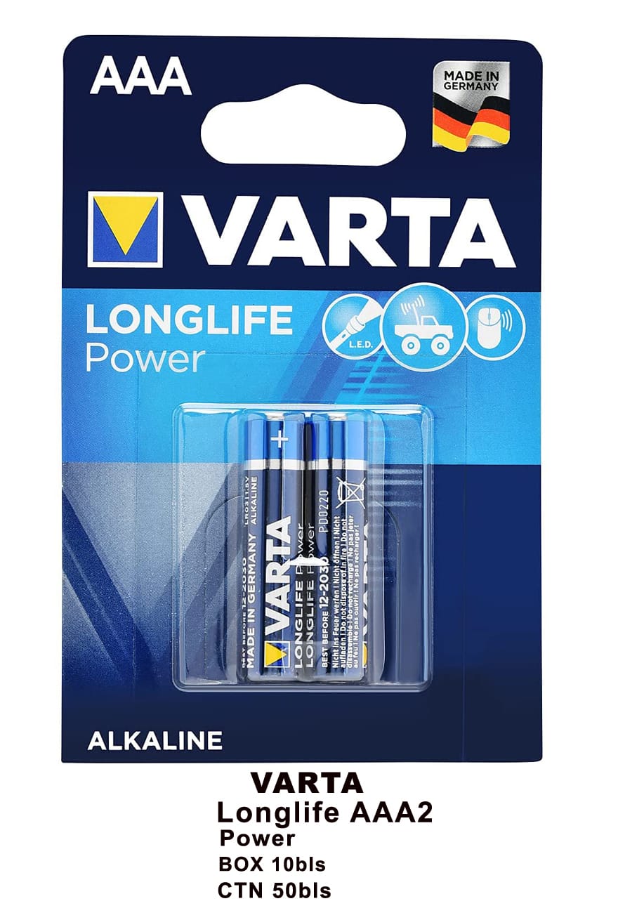 Varta Long Life Power Micro AAA LR03 Batteries 2 Units Value Pack of 2 