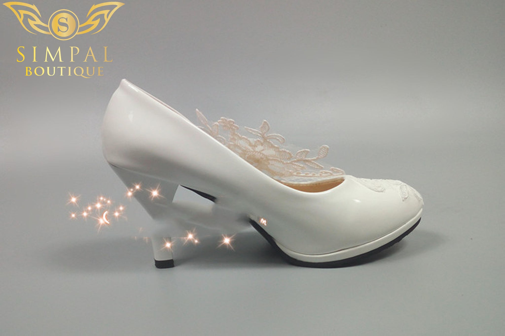  In Store Wedding Shoes White Bridal Lace Flower