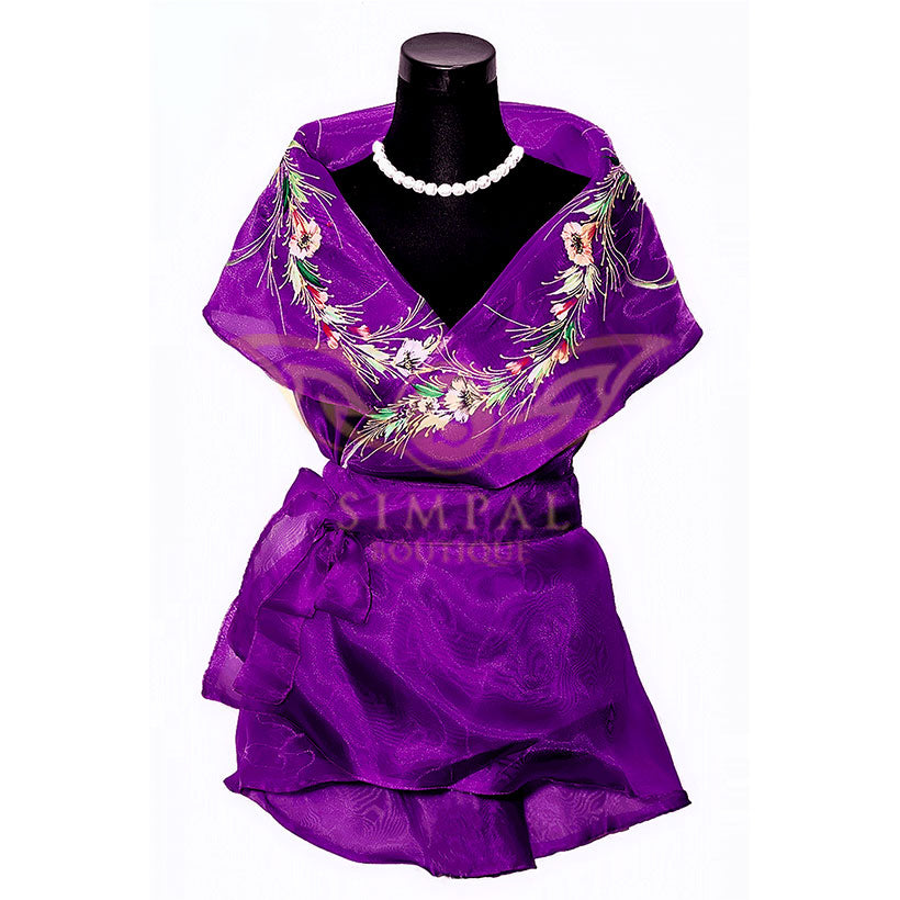 Filipiniana Wrap Around - Purple - Simpal Boutique