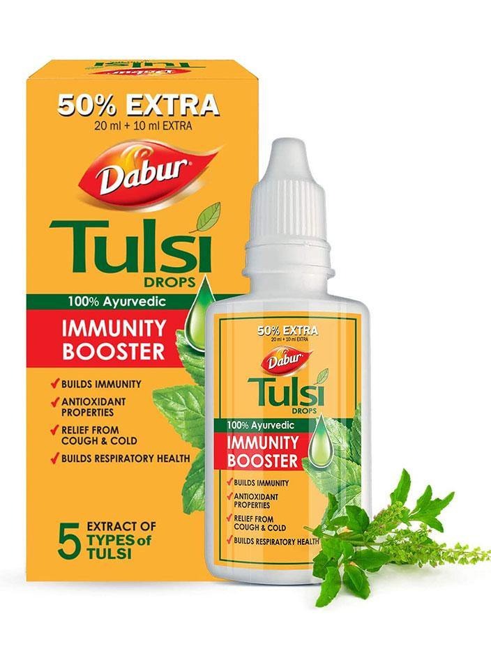 Dabur Tulsi Drops 50 Extra Concentrated Extract 20ml 10ml Free