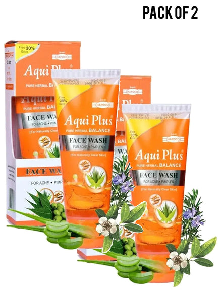 Aqui Plus Pure Herbal Balance For Acne Pimples Face Wash 65 ml Value Pack of 2 