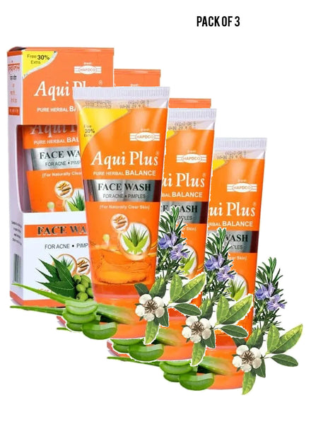 Aqui Plus Pure Herbal Balance For Acne Pimples Face Wash 65 ml Value Pack of 3 