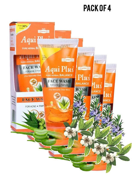 Aqui Plus Pure Herbal Balance For Acne Pimples Face Wash 65 ml Value Pack of 4 