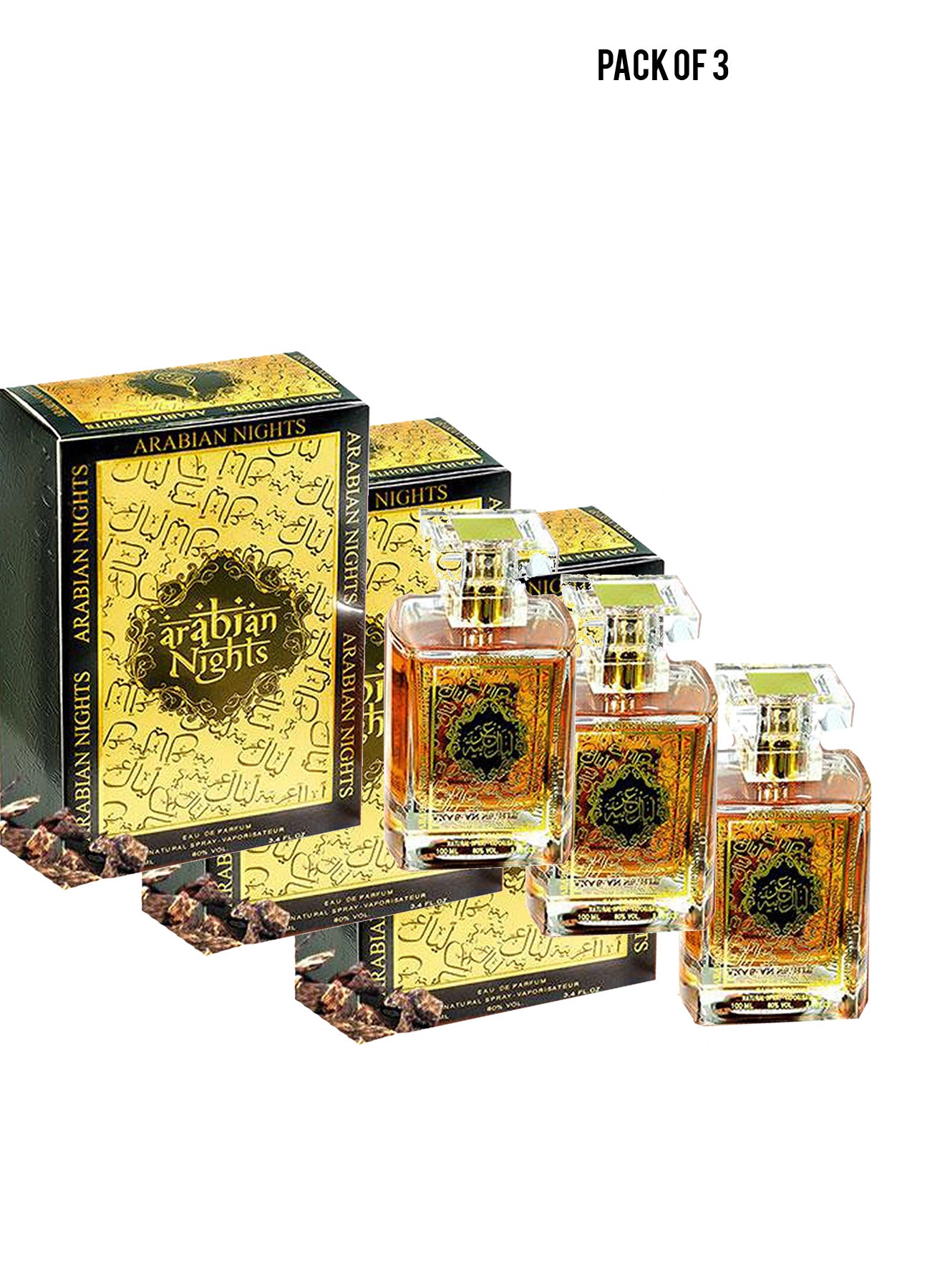 Arabian Nights Eau De Parfum Spray for Unisex  100ml Value Pack of 3 