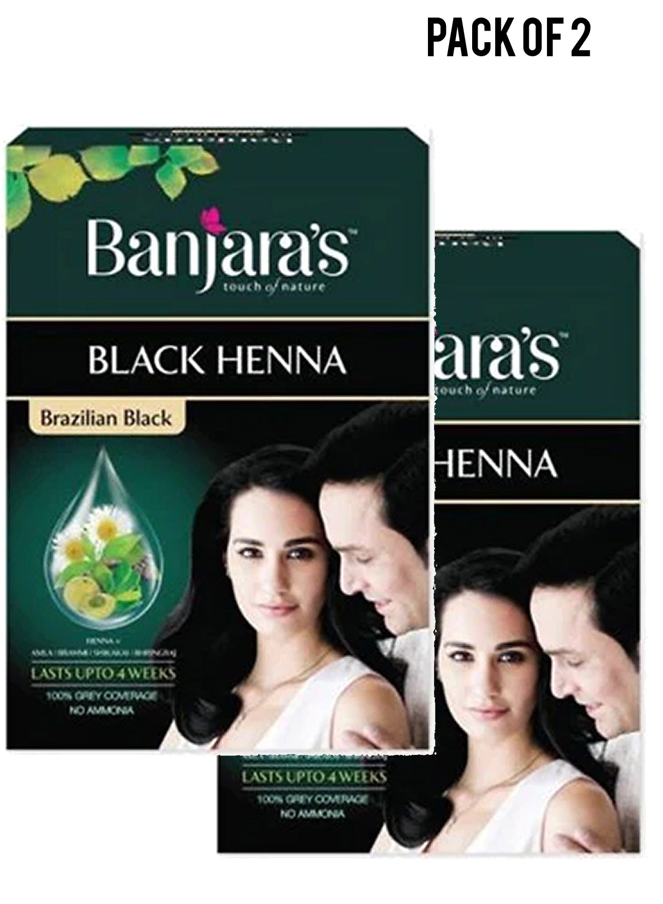 Banjaras Black Henna Brazilian Black 54 gm Value Pack of 2 