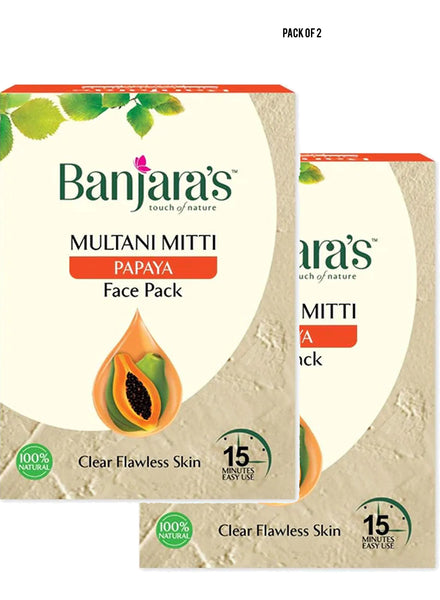 Banjaras Multani Mitti Papaya Face Pack 100g Value Pack of 2 