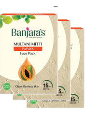 Banjaras Multani Mitti Papaya Face Pack 100g Value Pack of 3 