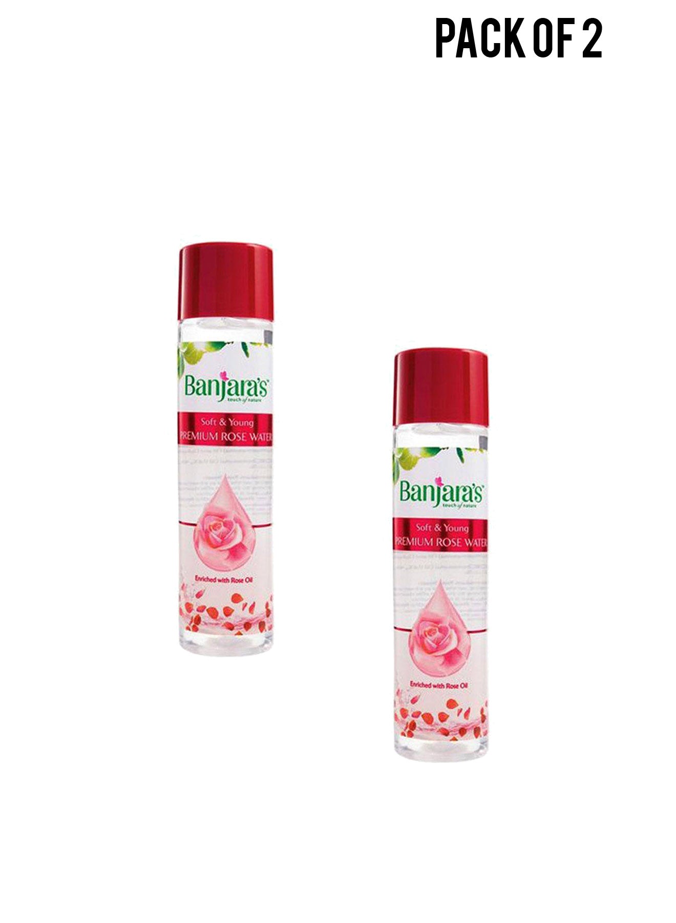 Banjaras Premium Soft and Young Rose Water 120ml Value Pack of 2 