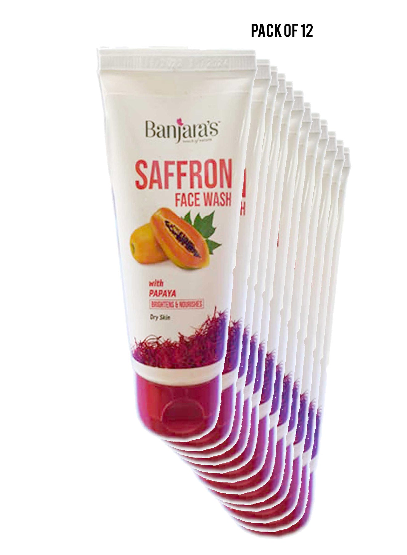 Banjaras Saffron Face wash with Papaya 50ml Value Pack of 12 