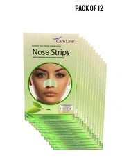 Care Line Green Tea Deep Cleansing Nose Strips 6 Strips Value Pack of 12 