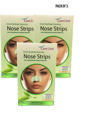 Care Line Green Tea Deep Cleansing Nose Strips 6 Strips Value Pack of 3 
