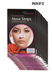 Care Line Nose Strips 6 Strips Rose Deep Cleansing 1pc Value Pack of 12 