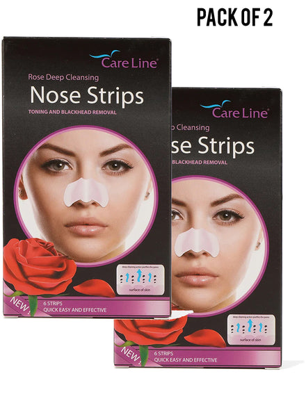Care Line Nose Strips 6 Strips Rose Deep Cleansing 1pc Value Pack of 2 