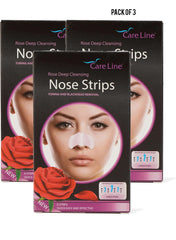 Care Line Nose Strips 6 Strips Rose Deep Cleansing 1pc Value Pack of 3 
