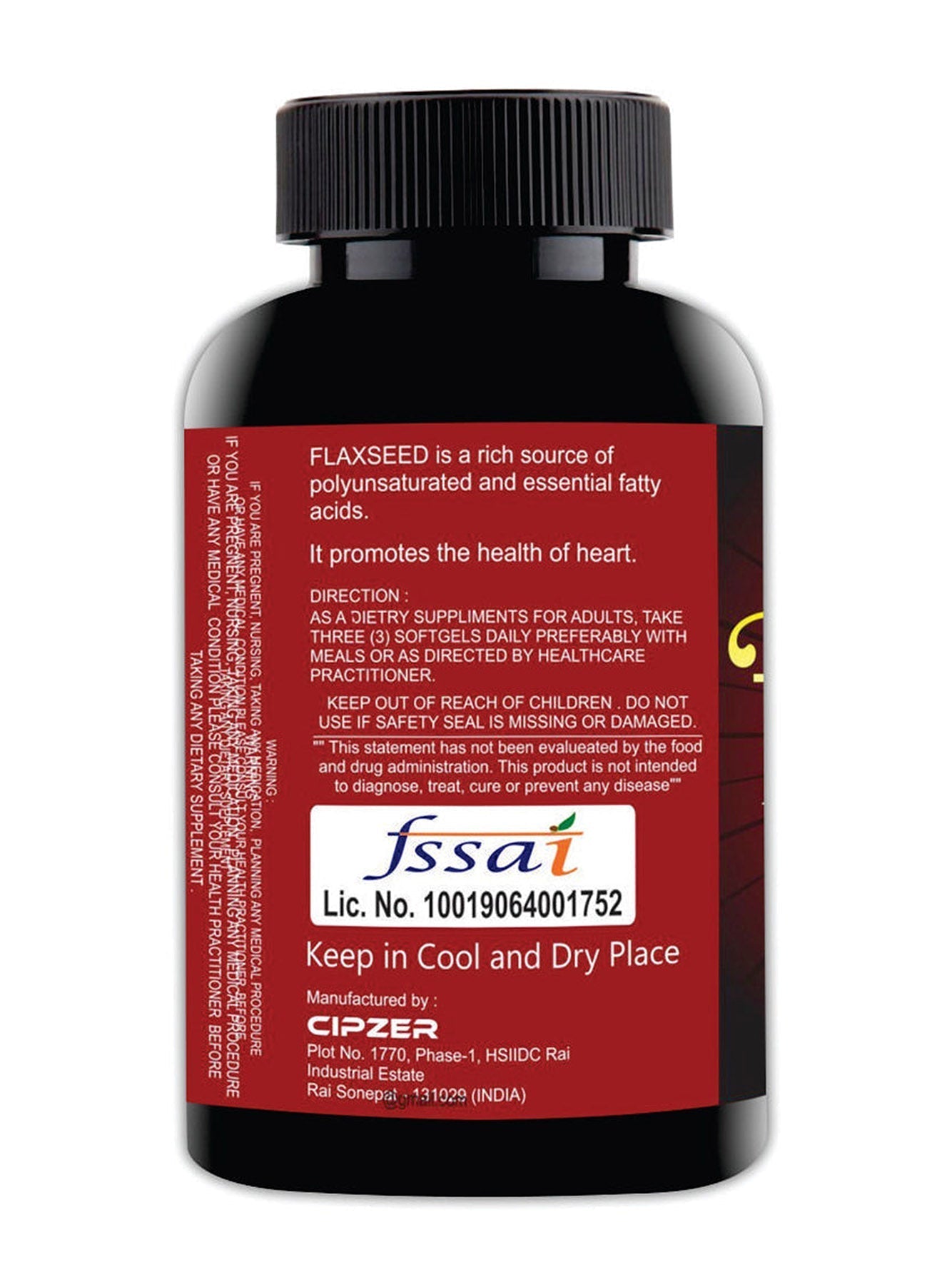 Cipzer Flaxseed oil SoftGel 60 Capsule  1000 mg Value Pack of 3 
