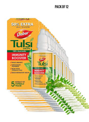 Dabur Tulsi Drops 50 Extra Concentrated Extract 20ml 10ml Free Value Pack of 12 