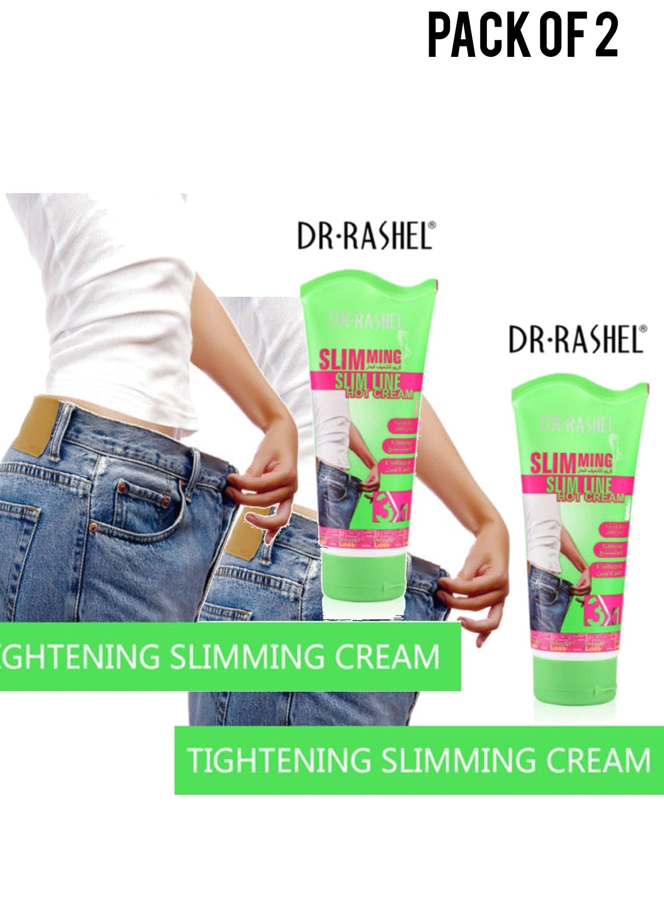 Dr Rashel Collagen lose weight milk Body stomach Hot Slimming Cream 150g Value Pack of 2 