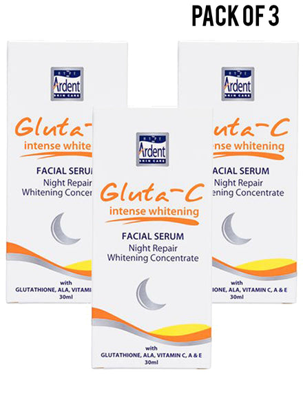 GlutaC intense whitening Facial Serum Night Repair Whitening Concentrate 30ml Value Pack of 3 