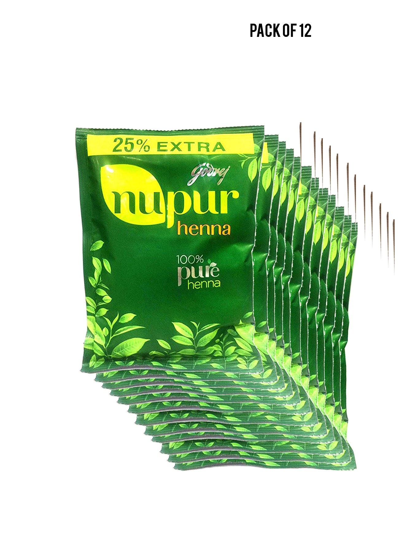 Godrej Nupur Henna 100 Pure Henna 25 Extra 150g Value Pack of 12 