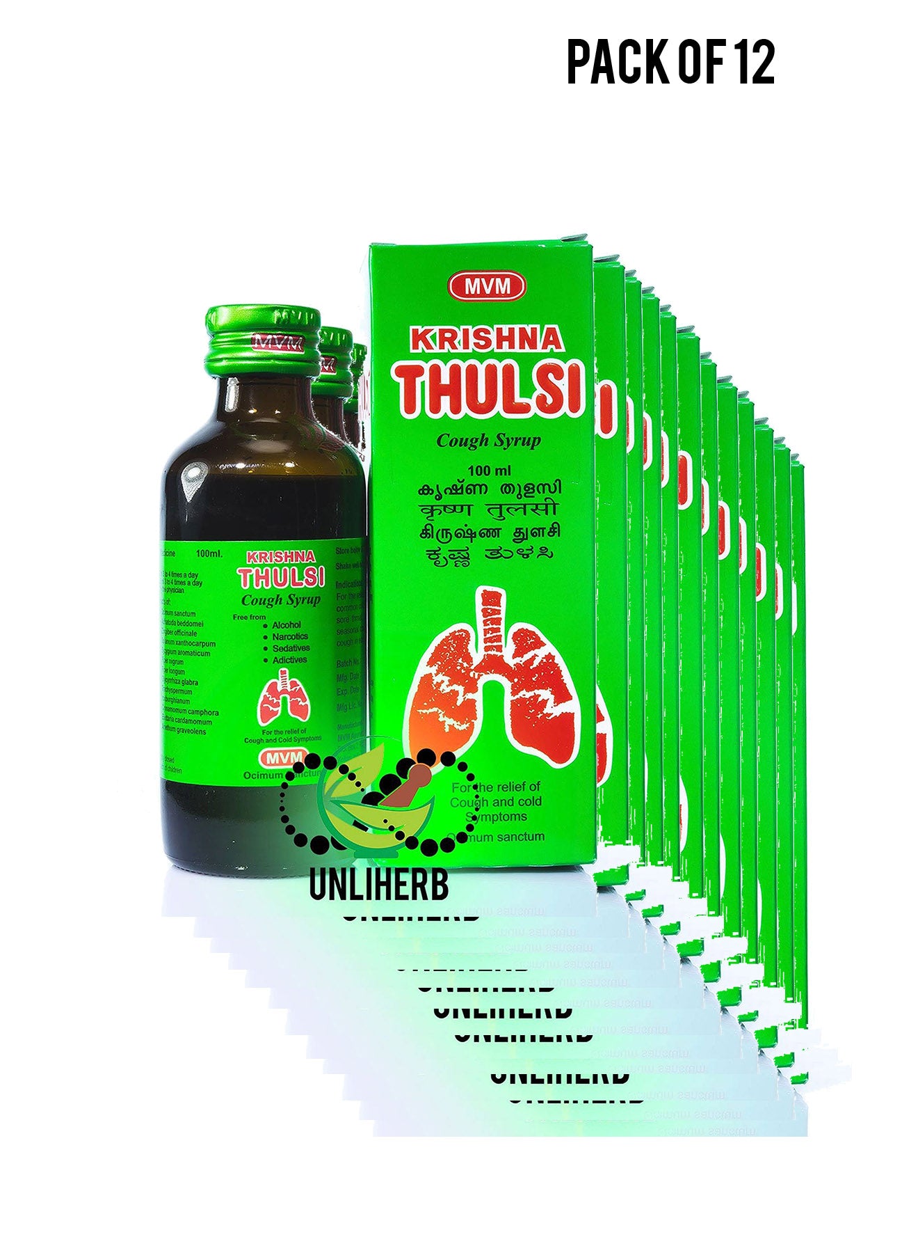 Krishna Thulsi Cough Syrup 100ml Value Pack of 12 