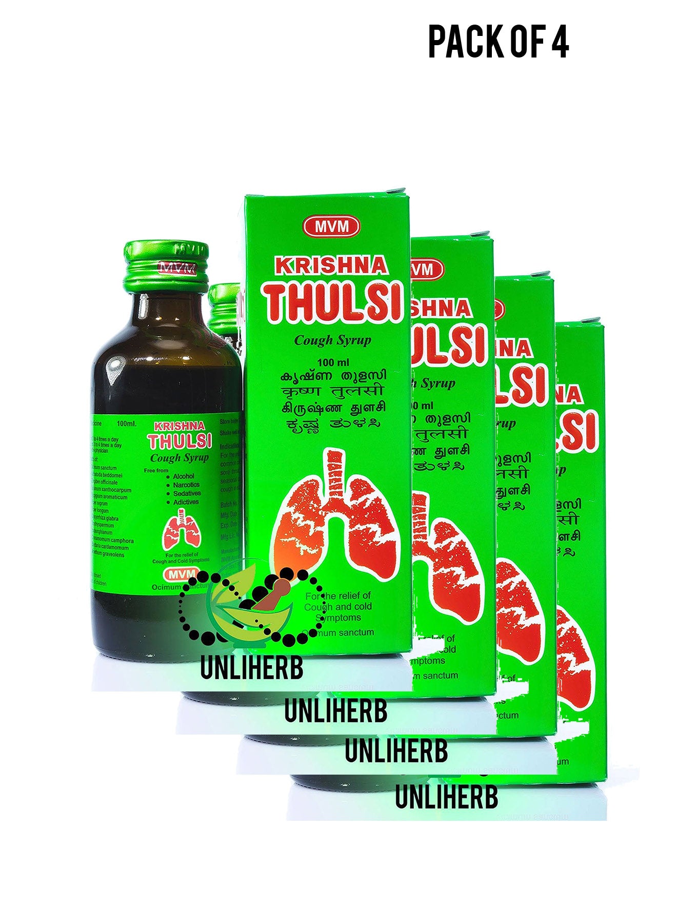 Krishna Thulsi Cough Syrup 100ml Value Pack of 4 