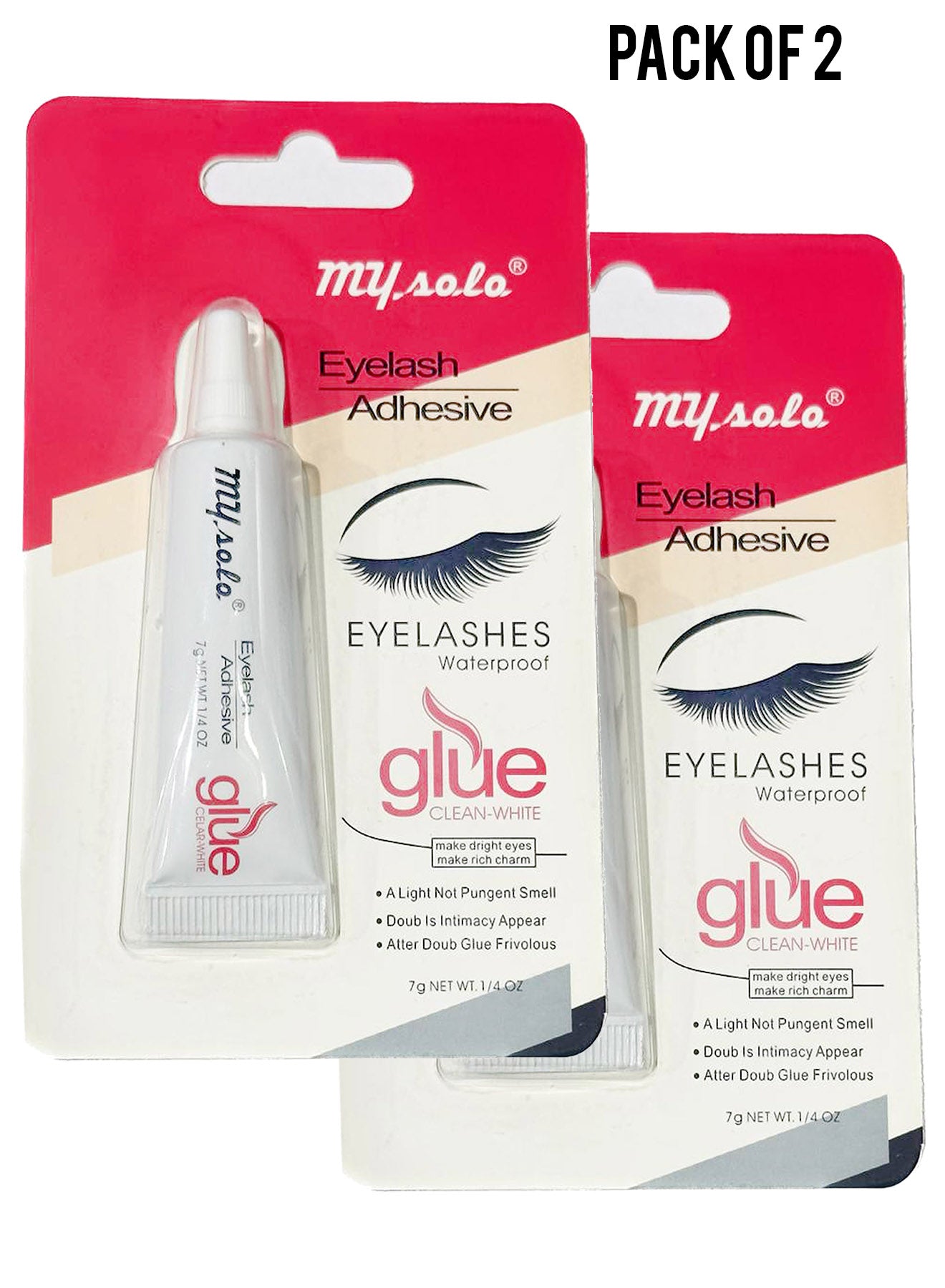 Mysolo Eyelash Adhesive Glue Clean White 7g Value Pack of 2 