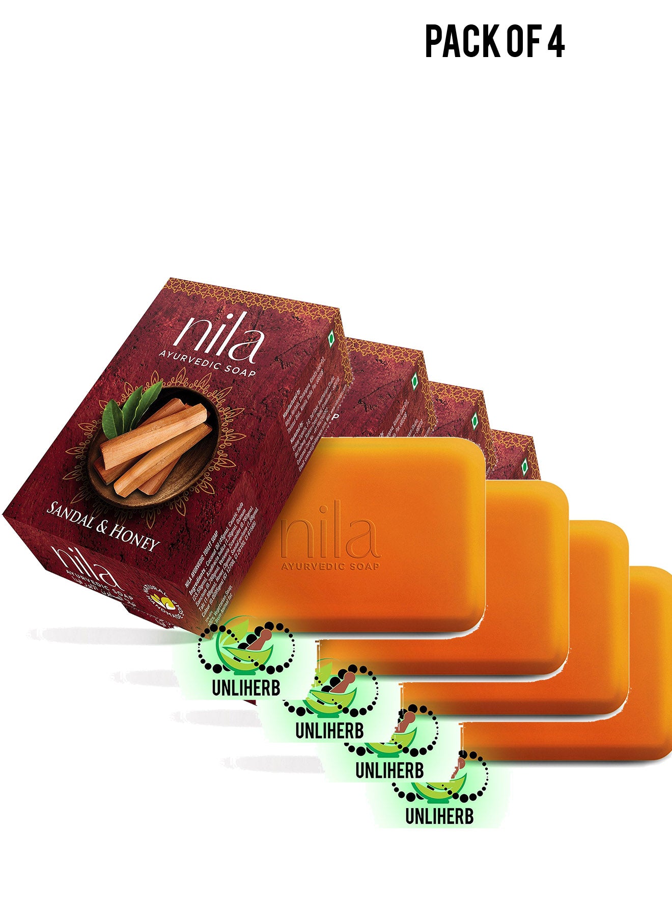 Nila  Sandal  Honey Ayurvedic Soap 75g Value Pack of 4 