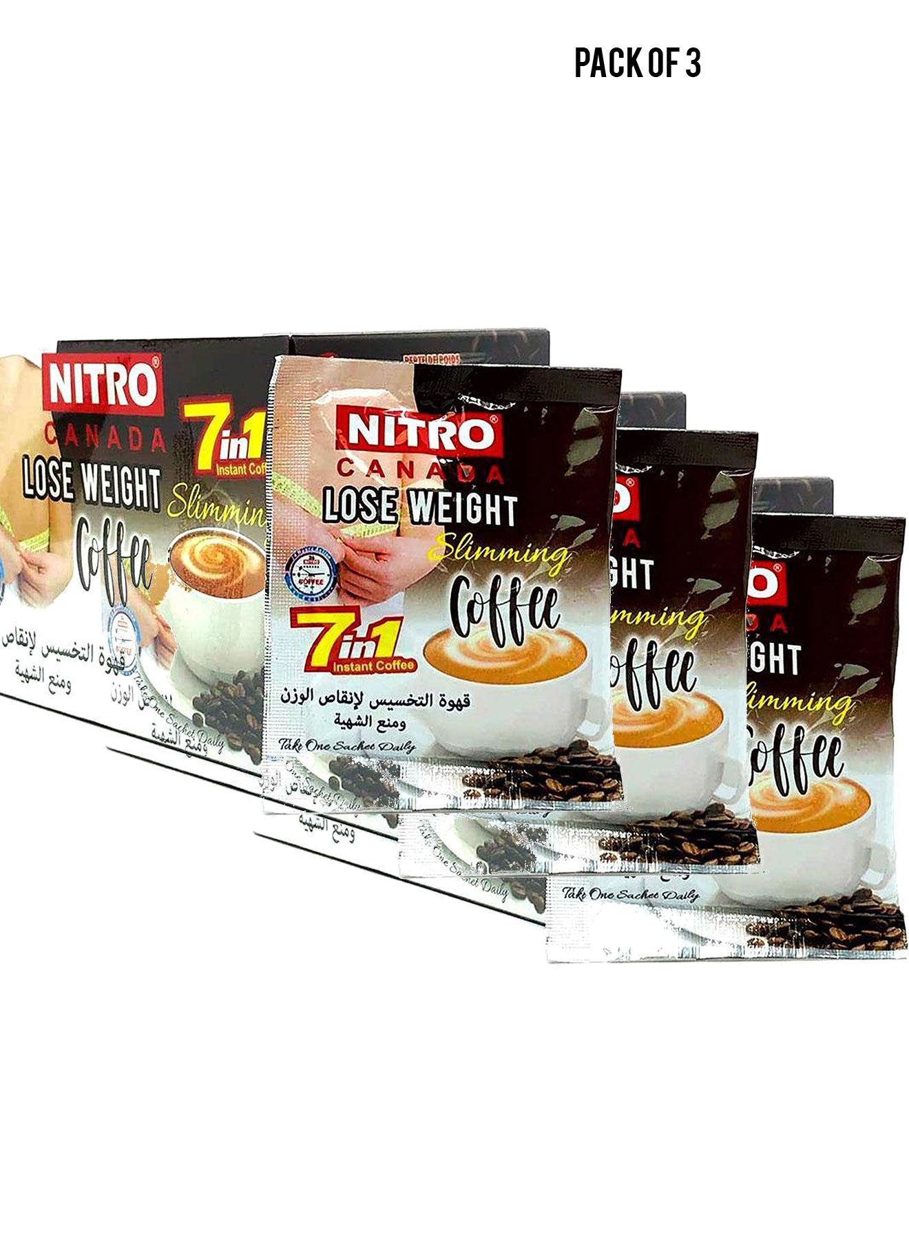 Nitro Canada Lose Weight Slimming Coffee  7in1 12 sachets Value Pack of 3 