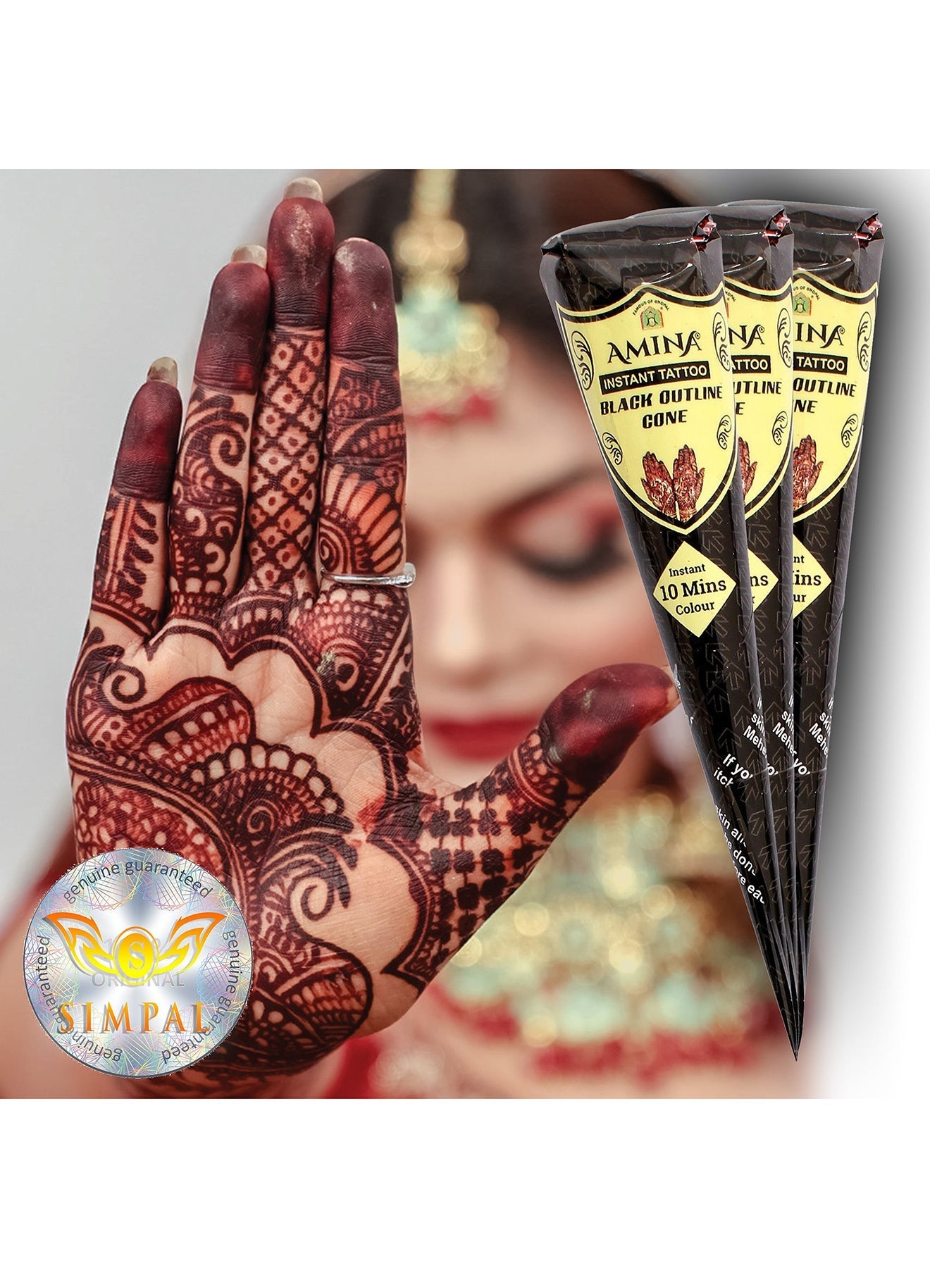 Organic Henna Cones Amina Instant Mehendi Cone Black 25 gm Value Pack of 3 