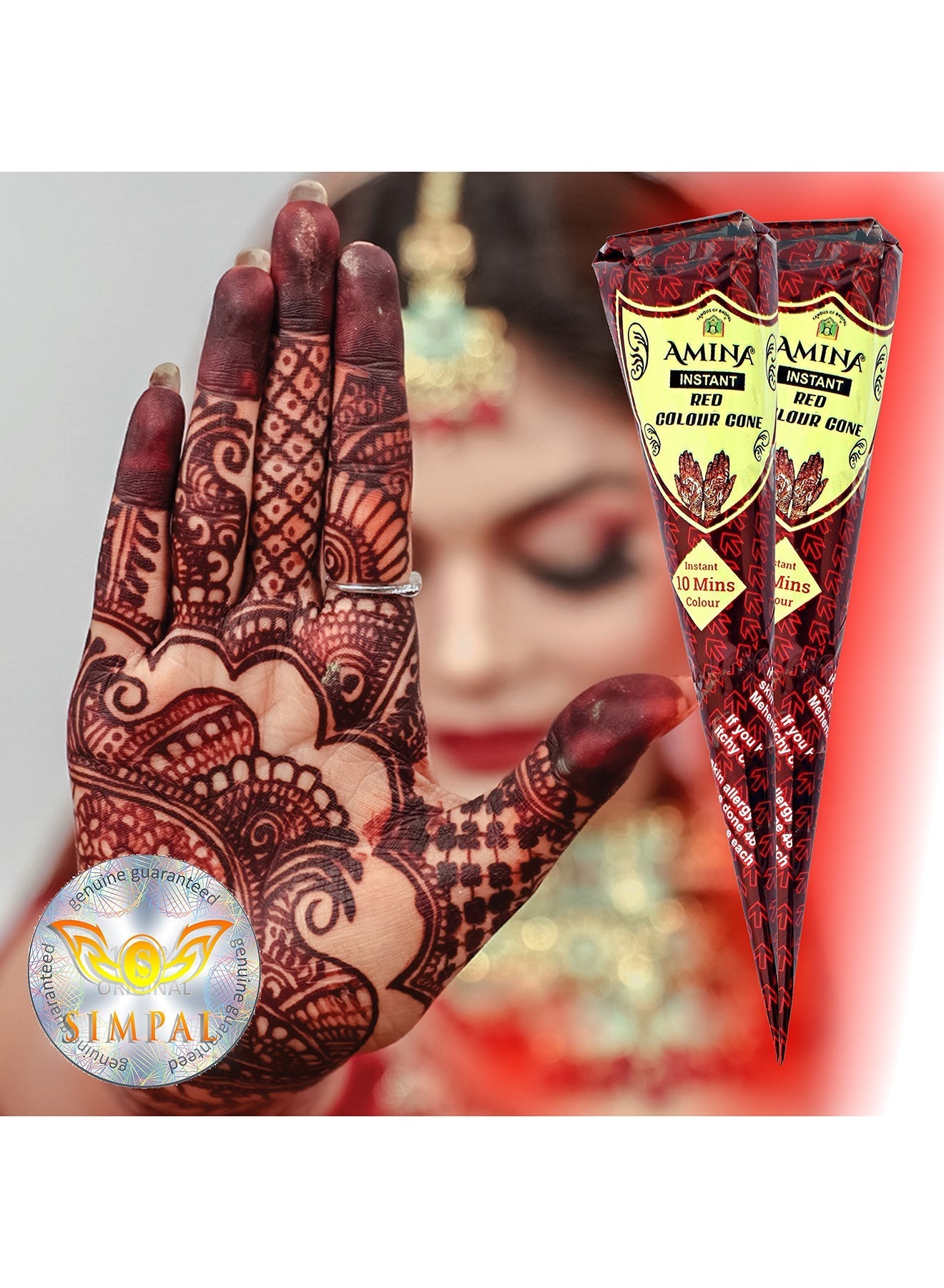 Organic Henna Cones Amina Instant Mehendi Cone Red 25 gm Value Pack of 2 