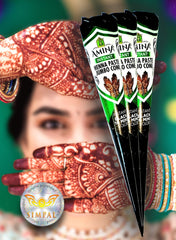 Organic Henna Cones Amina Instant Mehendi Jumbo Cone Black 45 gm Value Pack of 3 